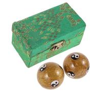 CIMAXIC Chinese Baoding Balls Hand Massage Therapy - 42mm Gold Six-Fish Enamel Exercise Balls for Hand Muscle Strengthening and Stress Relief, 1 Pair Suitable for Meditation and Wellness