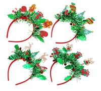 CIMAXIC Christmas Tassel Headband Set 4 Pcs Lightweight Non-Woven Fabric Reindeer and Gingerbread Man for Women and Xmas Celebration