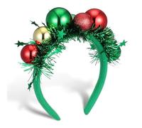 CIMAXIC Creative Christmas Headband with Festive Balls and Green Ribbon Hair Accessory for Christmas Parties, Adds Joyful Touch, Made of Plastic and Cloth, for Holiday Season