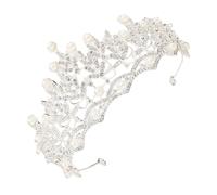 CIMAXIC Crown Alloy with Plastic and Stylish Pearl, Rhinestone Elegant Silver Headband Head for Lightweight Compact Jewelry Bridal Wedding for Female Wedding Party