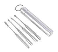 CIMAXIC Ear Wax Cleaner Kit Quick Cleaning Function with in Stainless Steel 4pcs Ergonomic Handle and, Portable Ear Picks Set Includes Storage Case, Can Be Carried for Adults Handbag Or