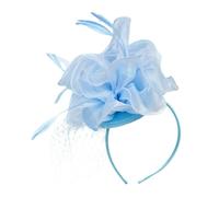 CIMAXIC Fascinator Headpiece Lightweight Pale Blue Flower with Removable Clip and Headband for Wedding Guests and Prom Events