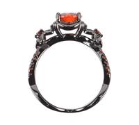 CIMAXIC Gothic Black Ring with Red Zircon Vintage Punk Style Knuckle Ring Made of Copper and Zircon, Glossy and Does Not Fade, for Gothic Outfits in Social Settings