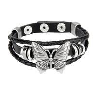CIMAXIC Gothic Punk Cuff Bracelet with Butterfly Motif for Men and Women, Multi-Layer Woven Rock Wristband, Adjustable Gothic Wrist Chain Bangle