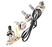 CIMAXIC Guitar Accessory Kit Black Hat Rocker Switch A500k Potentiometer B500k Wiring Harness for