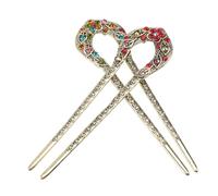 CIMAXIC Hair with Inlaid Material Alloy Rhinestone Crystal Beads 2pcs Vintage Dovetail Clip Double Prong Hair Stick for Accessories Women Wedding Party