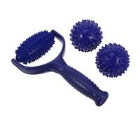 CIMAXIC Handheld Muscle Massager Roller with 2 Spiky Massage Balls for Feet and Arms, Compact Self-Massage Tool Made of Abs and PVC, for Office Use and Easy to Carry in Your Bag