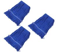 CIMAXIC Heavy Duty Sturdy Commercial 3pcs Cotton String Mop Head Replacement with Universal Headband Compatibility, Blue Loop-end Mopping Refill for Residential and Industrial Use