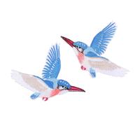 CIMAXIC Iron-on Embroidered Bird Applique Patches, 2pcs Symmetrical Kingfisher DIY Clothes Repair Embroidery, Heat-Activated Adhesive for Jackets, Jeans, and Sewing Accessories