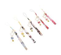 CIMAXIC Japanese Fortune Cat Phone Strap 5pcs Set, Maneki Neko Pendant Keychain with Bell, Lucky Phone Charm Accessories for Handbag, Backpack, and Keys