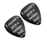 CIMAXIC Lightweight Smooth 2pcs Stainless Steel Guitar Picks Small English Engraved Picks for Present