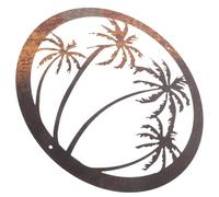 CIMAXIC Metal in Coffee Iron round Artistic Design Hanging Decoration Wall Ornament Palm Tree Easy to Use Wall Decoration for Coastal