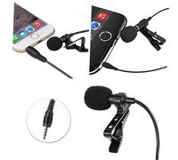 CIMAXIC Mini Clip-on Microphone for Smartphone Karaoke Computer Mic 3.5mm Jack Lavalier Condenser Mic Windscreen for Recording Hands- Lecture Speaking Stereo Sound