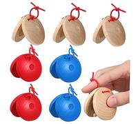 CIMAXIC Original Wooden Castanets 12 Pcs Set Red Toddler Musical Instruments Educational Toys for Boys and Girls Finger Castanets Toy for Toddlers