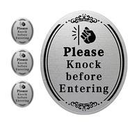 CIMAXIC Please Knock Before Entering Sign Stickers 4pcs Black PVC Door Decals Knock and Wait Reminder for Offices and Homes