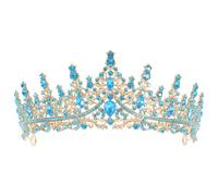 CIMAXIC Princess Tiaras for Women - Crystal Graduation Crown - Royal Queen Headband - Bride Wedding Headpieces for Prom Pageant Graduate Costume Birthday Party Sky-Blue
