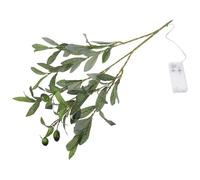 CIMAXIC Realistic Artificial Olive Branches with LED Small Night Light, 45Cm Faux Olive Leaf Stems with 6 Forks and 4 Fruits, Decorative Fake Tree Leaves for Vase and Indoor Home Office