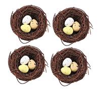 CIMAXIC Realistic Bird's Nest Eggs Set 4pcs Decorative Eggs for Home Garden for Party Photography Props