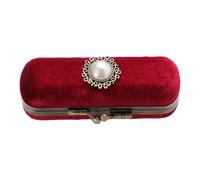 CIMAXIC Retro Velvet Lipstick Storage Box with Mirror, Pocket-Sized Makeup Organizer for Lipstick, Lip Balm, and Essential Oil Roller, Elegant Vintage Cosmetic Case a Random Color
