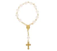 CIMAXIC Rose Heart Rosary Bracelet Beads String Religious Pilgrimage Beads Bracelet for Prayer Hand Chain for Christian Holy Communion