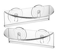 CIMAXIC Small Suction Cup Shelf Plant Holders Acrylic Flower Pot Stand for Kitchen Bathroom Dorm Display