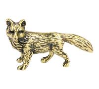 CIMAXIC Solid Brass Fox Figurine Small Vintage Fox-shaped Statue Desktop Decor for Home Office, Miniature Animal Sculpture Indoor Table Ornament