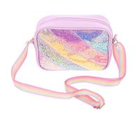 CIMAXIC Sparkly Purse with Star Sequin Pattern, Glittery Purple Mini Crossbody Bag with Adjustable Strap, Cartoon Heart Glitter Ribbon Shoulder Bag for Birthday and Travel