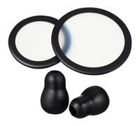 CIMAXIC Stethoscope Ear Pieces Black Pvc Material 2 Sets Replacement Kit with Integrated Diaphragms and Ring Designed to Keep Ears from Cold Metal, for Clinic and Hospital Use