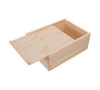 CIMAXIC Storage Box Wooden Chest Rustic Wood with Slide Lid, Multipurpose Versatile Rectangle Solid Construction Decorative Farmhouse Accessory for Christmas and Coffee Table