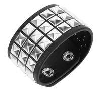 CIMAXIC Studded Vintage Leather Wristband for Men, Punk PU Leather Cuff with Triple Row Beads and Double Buckle, Retro Fashion Accessory for Casual and Party Wear