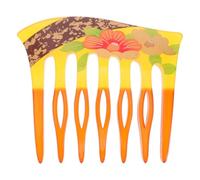 CIMAXIC U Shaped French Hair Side Comb - Vintage Floral Pattern 7-Tooth French Twist Comb - Decorative Acrylic Hair Styling Insert for Wedding Party Daily Wear