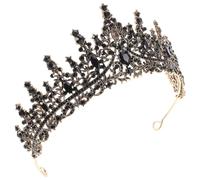 CIMAXIC Vintage Black Rhinestone Crystal Tiara Headband for Women and Bride, Leaf-shaped Zinc Alloy Crown with Shine, for Wedding, Christmas Or Halloween Accessories
