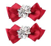 CIMAXIC Wine Red Wedding Shoe Clips Bow Knot Buckle with Crystal Decor 3D Bow Shape Shoe Embellishments for Bridal High Heels for Flats and Heels
