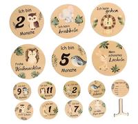 CIMAXIC Wooden Calendar Month Cards Milestone Blocks for Baby Photos 12 Months Milestone Sign