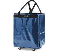 CIMAZHEN (Medium,Navy Blue) Reusable Grocery Bag on 4 Wheels, 70L Foldable Rolling Tote Bag with 3 Handles and Zipper, Rolling Shopping Cart for Groceries, Storage, Laundry, Travel, Organizer, 76lb