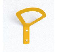 Cime - Wall-Mounted Coat Hook - Curved Shape - Yellow Colour with Dimensions H.16 cm- L.14 cm D.5 cm and Thickness 2-5 mm with brochable Plate. Ideal for Storing Your Clothes at The Entrance or