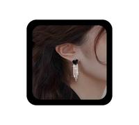 Cimenexe Bohemian Enamel Heart Stud Earrings Gold Crystal Tennis Chain Dangle Earring CZ Tassel Drop Earring Black Acrylic Heart Tennis Chain Earrings Jewellery for Women