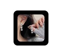 Cimenexe Bohemian Star Teardrop Earrings Silver Metal Stars Long Earring Falling Stars Tassel Earring Metal Stud Earrings Minimalist for Women