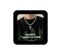 Cimenexe Punk Enamel Cross Necklace Choker Black Enamel Cross Pendant Necklaces Silver Crucifix Curb Chain Necklaces Chunky Curb Link Chain Jewelry for Women