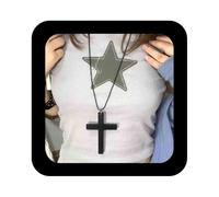 Cimenexe Punk Wooden Cross Necklace Choker Black Wooden Cross Pendant Necklaces Long Crucifix Beads Chain Necklaces Vintage Large Crosses Crosses Cross Crucifix Necklace Jewelry For Her (Black), Zinc