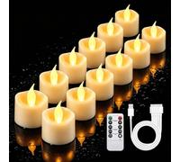 cimetech 12PC Rechargeable LED Tea Lights, Flameless Candles with Remote