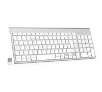 cimetech 2.4G Wireless Keyboard, Ergonomic Keyboard Silent USB Computer Keyboards for PC, Laptop, Desktop and Windows 10/8/7/XP - Silver