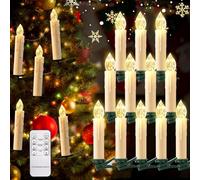 cimetech Christmas Candles with Remote Timer, 12pcs Waterproof Battery Operated Christmas Tree LED Taper Candles Floating Candles Flameless Brightness for Xmas Tree Home Garden Decor Indoor Outdoor