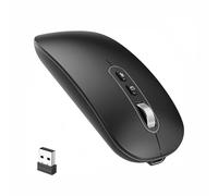 cimetech Wireless Bluetooth Mouse (BT5.1 + 2.4G), Type-C Rechargeable Silent Mouse, Ultra-Slim Ergonomic Portable Mice for Business Travel & Library, Compatible with MacBook/iPad/Windows PC - Black