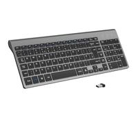 cimetech Wireless Keyboard, 2.4G Ergonomic Keyboard with Number Pad, Silent USB Computer Keyboard for PC, Laptop, Desktop and Windows 10/8/7/XP - Gray