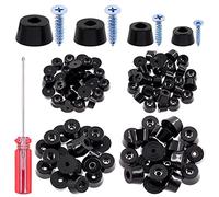 Cimeton 100 Sets 4 Sizes Screw-on Round Black Rubber Feet Bumpers Pads for Cutting Board Amps Cabinet Tables Chair Sofa w Stainless Screws and Bonus Mounting Screwdriver