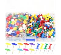 Cimeton 1000PCS 2 Styles Colorful Vinyl-Coated Flat Thumb Tacks and Push Pins Assortment Kits Included 500pcs 24mm/0.9in Plastic Headed Steel Pointed Push Pins 500pcs 11mm/0.4in Flat Thumb Tacks