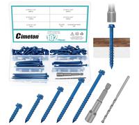 Cimeton 102PCS 5 Sizes 3/16” Blue Slotted Hex Washer Head Concrete Screws Anchor Self Tapping Cement Screws with Drill Bit Assortment Kit for Anchoring to Masonry Block Brick