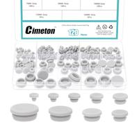 Cimeton 120PCS 9 Sizes Silicone Plugs Assortment Kits 3MM 4MM 5MM 6MM 7MM 8MM 10MM 13MM 16MM Grey Silicone Snap in Locking Hole Plugs for Round Holes Car Wiring Furniture
