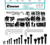 Cimeton 125PCS Hex Socket Head Cap Self-Tapping Screw M2 M3 M4 M5 M6 Black Button Head Tapping Screws with 5 Sizes Hex Wrench Assortment Kit for Machinery Furniture Car Repair